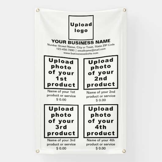 ビジネス製品またはサービスのホワイトバナー 横断幕 (縦)