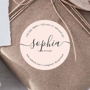 ビジネス製品ガーリー書道赤面ピンク ラウンドシール