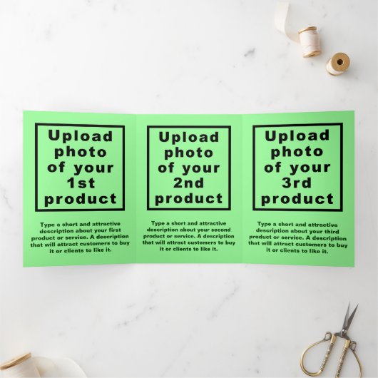 ビジネス製品ライトグリーン三折カード 三つ折りカード (内部)