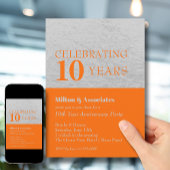 ビジネス記念日お祝いオレンジシルバー 招待状