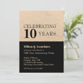 ビジネス記念日お祝いブラック&金ゴールド 招待状 (スタンド正面)