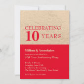 ビジネス記念日お祝いレッド&金ゴールド 招待状 (正面)