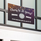 ビジネス記念日お祝い列ライト 横断幕 (ビルの外側)