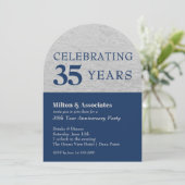 ビジネス記念日ネイビーシルバーアーチトップ 招待状 (スタンド正面)