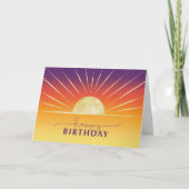 ビジネス誕生日カラフルサンライズ金ゴールドルック カード (正面)