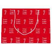 ビジネス赤と白のクリスマスキャンディキャンセロゴ ラージペーパーバッグ (正面)