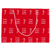 ビジネス赤と白のクリスマスキャンディキャンセロゴ ラージペーパーバッグ (裏面)