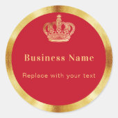 ビジネス赤金ゴールド王室の冠 ラウンドシール (正面)