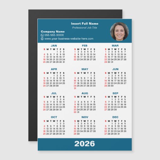 ビジネス起業家 2026年カレンダーマグネット (正面/裏面)