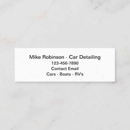 ビジネス車のカードの詳細予算 スキニー名刺 (裏面)