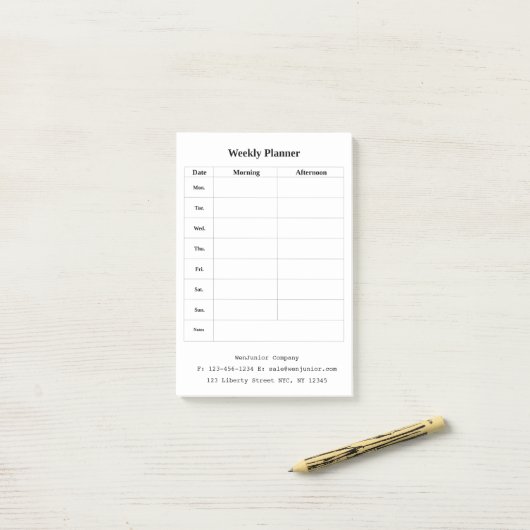 ビジネス週間プランナーの名前の住所文字のカスタム ポストイット (デスク上)