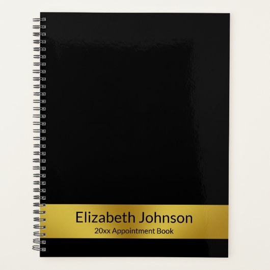 ビジネス金ゴールドとブラックネームアポイントメント帳 プランナー手帳 (正面)