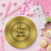 ビジネス金ゴールドとブラックプロモーションのロゴはこちら ペーパープレート (パーティー)