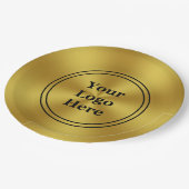 ビジネス金ゴールドとブラックプロモーションのロゴはこちら ペーパープレート (アングル)