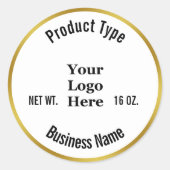 ビジネス金ゴールドとロゴ製品ラベルの白 ラウンドシール (正面)