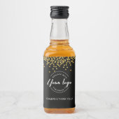 ビジネス金ゴールド紙吹雪感謝ユーカスタムズロゴ リキュールボトルラベル (正面)