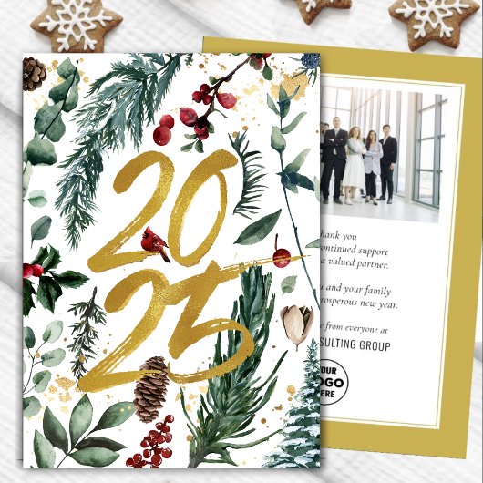 ビジネス金ゴールド2025フェスティバルクリスマスパインブウ シーズンカード