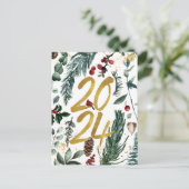 ビジネス金ゴールド2025フェスティバルクリスマスパインブウ シーズンポストカード (スタンド正面)