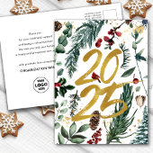 ビジネス金ゴールド2025フェスティバルクリスマスパインブウ シーズンポストカード