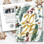 ビジネス金ゴールド2025フェスティバルクリスマスパインブウ シーズンポストカード