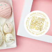 ビジネス金ゴールドQRコード名アドレスプロモーション ラウンドシール