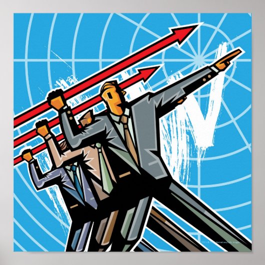 ビジネス関係者が矢印記号を投げる ポスター (正面)