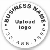 ビジネス電話番号オンホワイトラウンドビニールステッカー シール (正面)