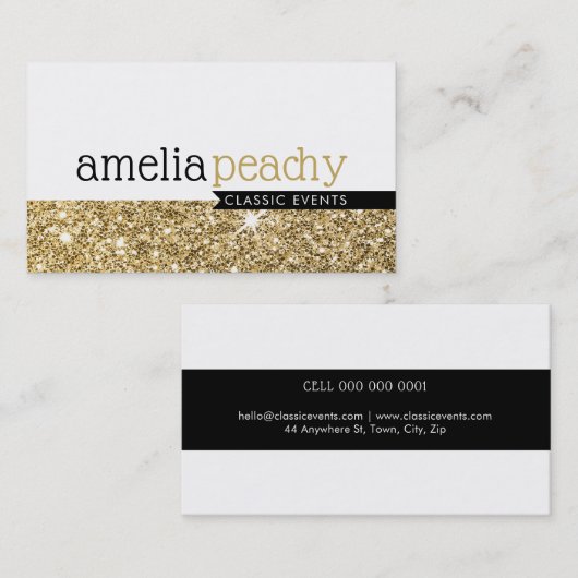 ビジネス頭が切れるカードの上品で魅力的な金ゴールドグリッター 名刺 (正面/裏面)