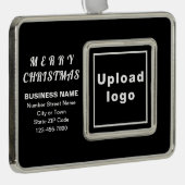 ビジネス黒枠長方形クリスマスオーナメント シルバープレートフレームオーナメント (右)