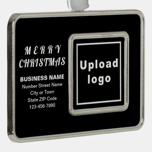 ビジネス黒枠長方形クリスマスオーナメント シルバープレートフレームオーナメント (右)