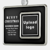 ビジネス黒枠長方形クリスマスオーナメント シルバープレートフレームオーナメント (左)