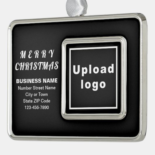 ビジネス黒枠長方形クリスマスオーナメント シルバープレートフレームオーナメント (左)