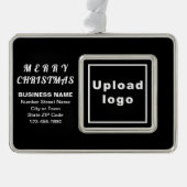ビジネス黒枠長方形クリスマスオーナメント シルバープレートフレームオーナメント (正面)