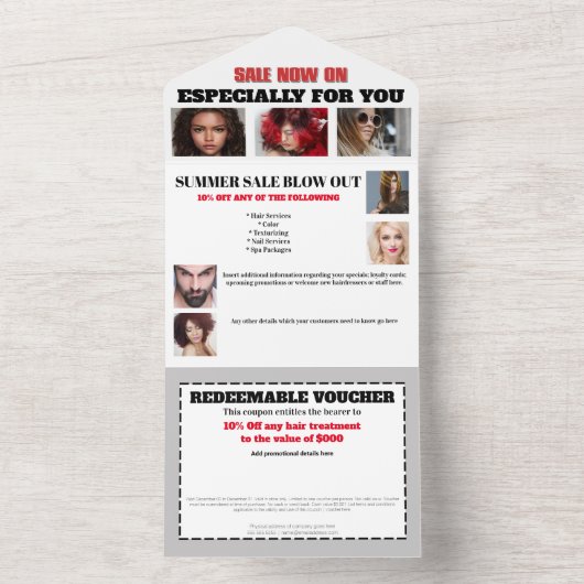 ビジネス13写真販売促進用伝票グレー オールインワン招待状 (内側)