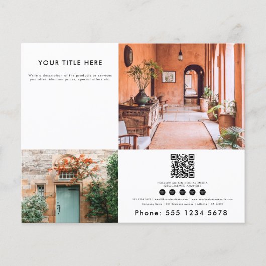 ビジネス2プロモーションフォトQRコードソーシャルメディア チラシ (正面)