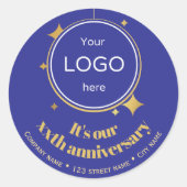 ビジネス5th10th創立50thブルーステッカー ラウンドシール (正面)