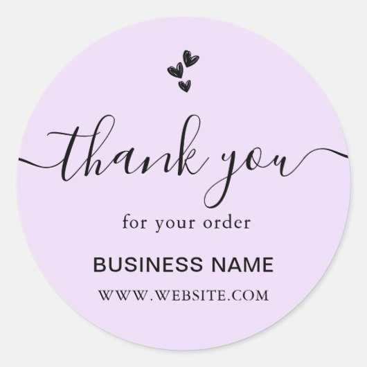 ビジネス お客様のご注文に感謝 ラベンダー ラウンドシール (正面)