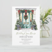 ビジネス ウォーターカラー フロント ドア ホリデー オープン ハウス 招待状 (スタンド正面)