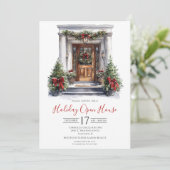 ビジネス ウォーターカラー フロント ドア ホリデー オープン ハウス 招待状 (スタンド正面)