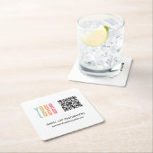 ビジネス カスタム ロゴ QR コード スクエアペーパーコースター (インサイチュ)
