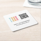 ビジネス カスタム ロゴ QR コード スクエアペーパーコースター (アングル)