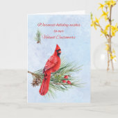 ビジネス・クリスマスのお客様への感謝(鳥)ショウジョウコウカンチョウ カード (黄色い花)