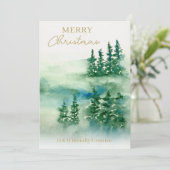 ビジネス クリスマス エレガント 水彩 森 カード (スタンド正面)