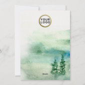 ビジネス クリスマス エレガント 水彩 森 カード (裏面)