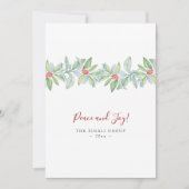 ビジネス クリスマス カード 植物学的な ホリー & ベリー (正面)