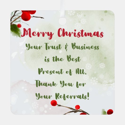 ビジネス・クリスマス | 紹介感謝していのクライアン メタルオーナメント (正面)
