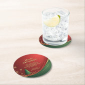 ビジネス・グループ名メッセージ赤いクリスマス・パーティー ラウンドペーパーコースター (インサイチュ)