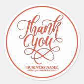 ビジネス コーポレート サンクス レッド | ロゴを追加 ラウンドシール (正面)