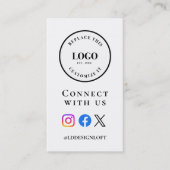 ビジネス ソーシャルメディア QRコード ウェブサイト カスタムロゴ 名刺 (正面)