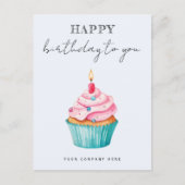 ビジネス ハッピー バースデー 水彩 カップケーキ ポストカード (正面)